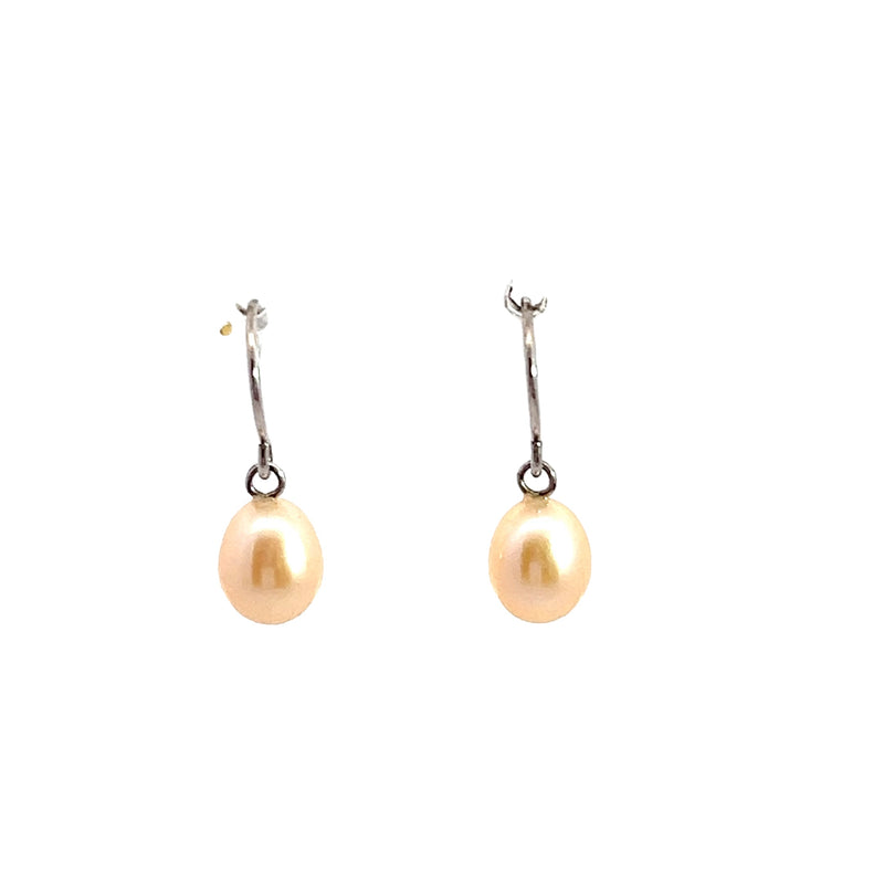 Sterling Silver Cream Pearl Drop Earrings