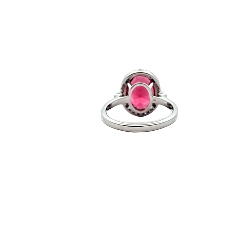 14K WG Pink Tourmaline & Diamond Ring