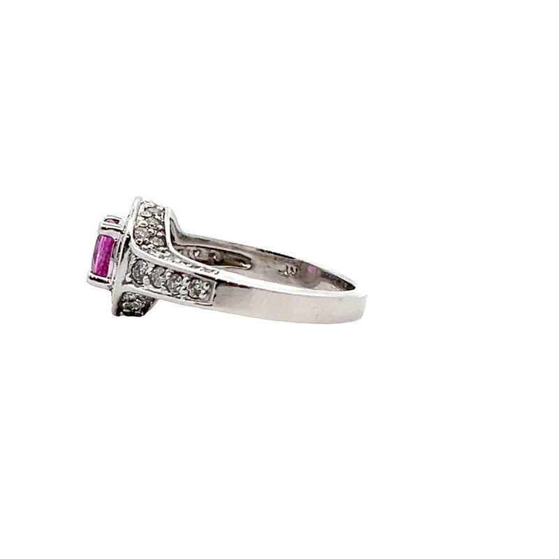 14K WG Pink Sapphire & Diamond Ring