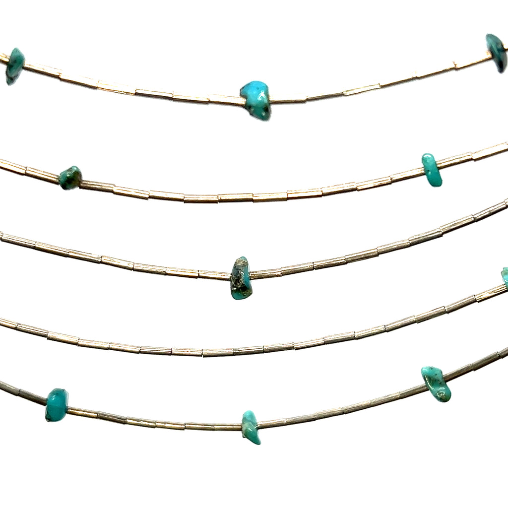 Sterling Silver 9 Strand Turquoise Necklace 16-24"