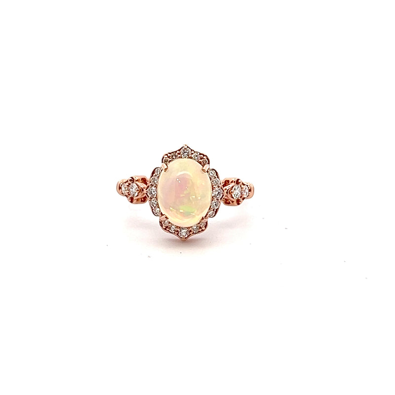 14K RG Opal & Diamond Ring Opal