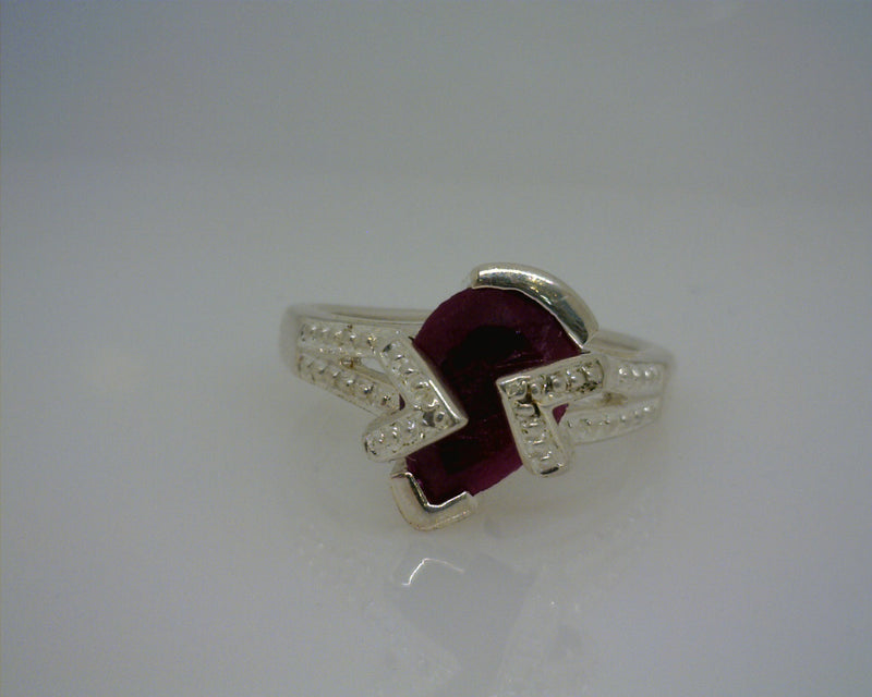 Estate Sterling Silver Ruby Ring Size 6.75