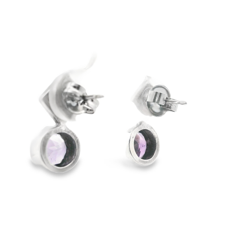 Sterling Silver Amethyst Stud Earrings