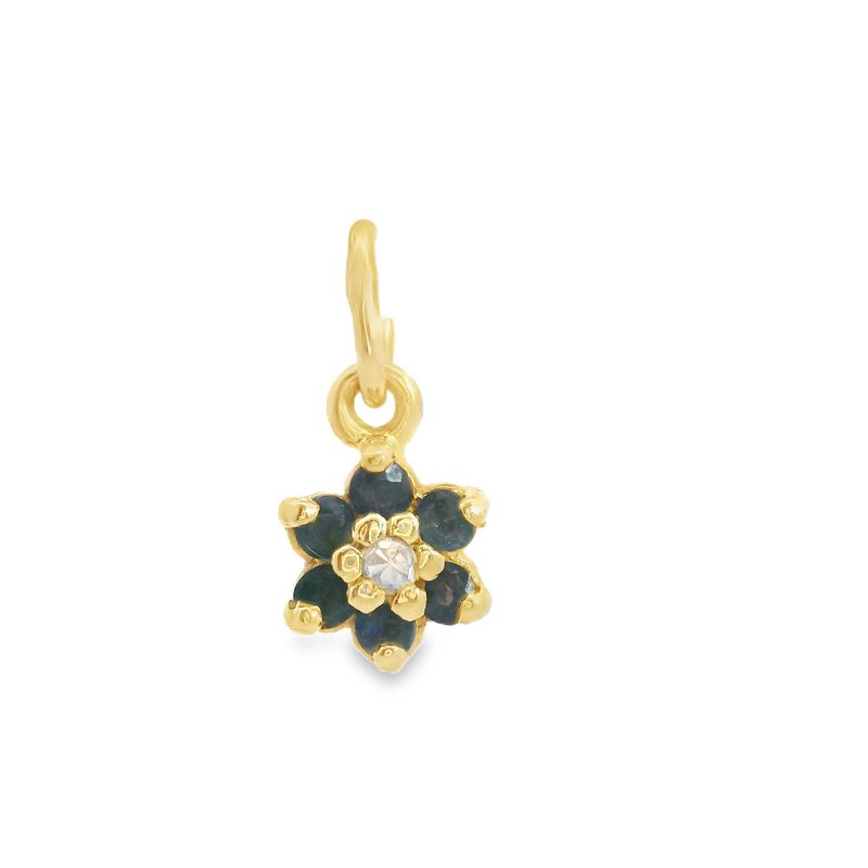 14K YG Sapphire & Diamond Pendant