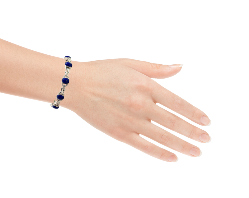 Sterling Silver Lapis 7.5" Bracelet