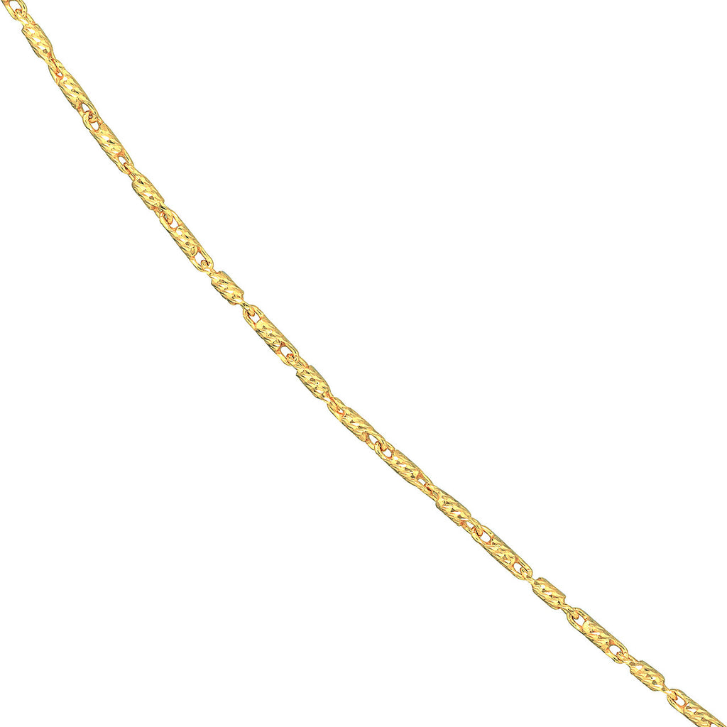 14K YG Diamond Cut Tube Bead Chain 16"