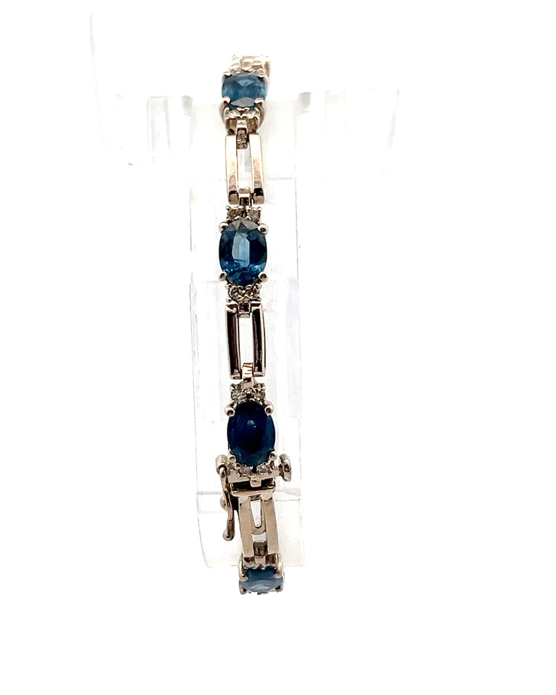 14K WG Sapphire & Diamond Tennis Bracelet