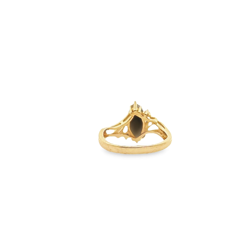 14K YG Black Onyx & Diamond Ring