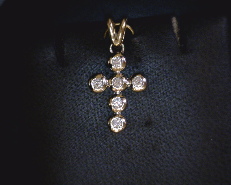 18K TWO TONE DIAMOND CROSS