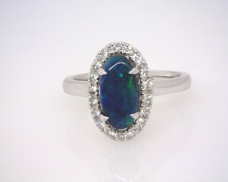 18K WG OPAL/DIAMOND RING