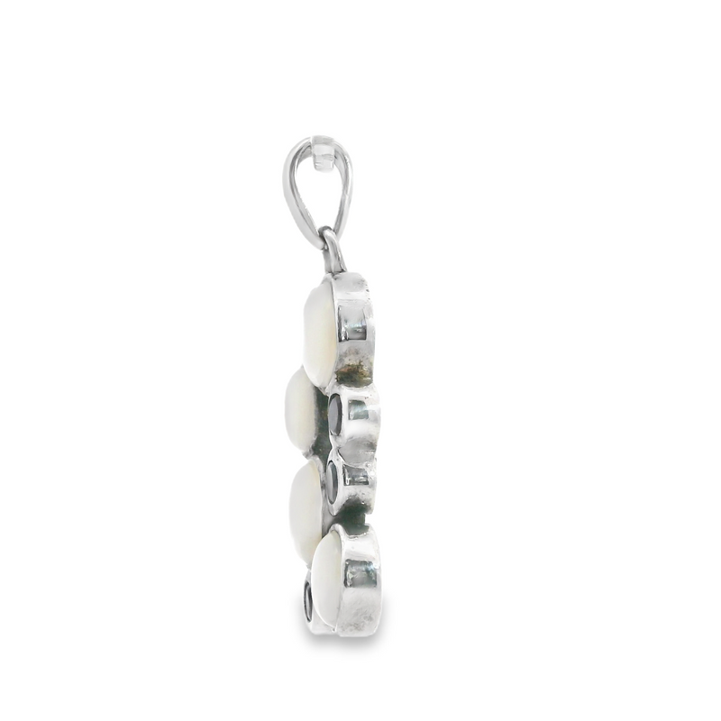 Sterling Silver Mother of Pearl & Garnet Pendant