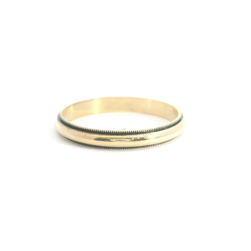 14K YG Milgrain Wedding Band