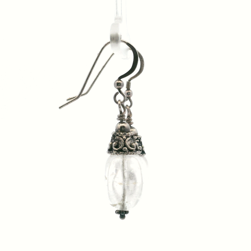 Sterling Silver Dangle Earrings with Clear Stones