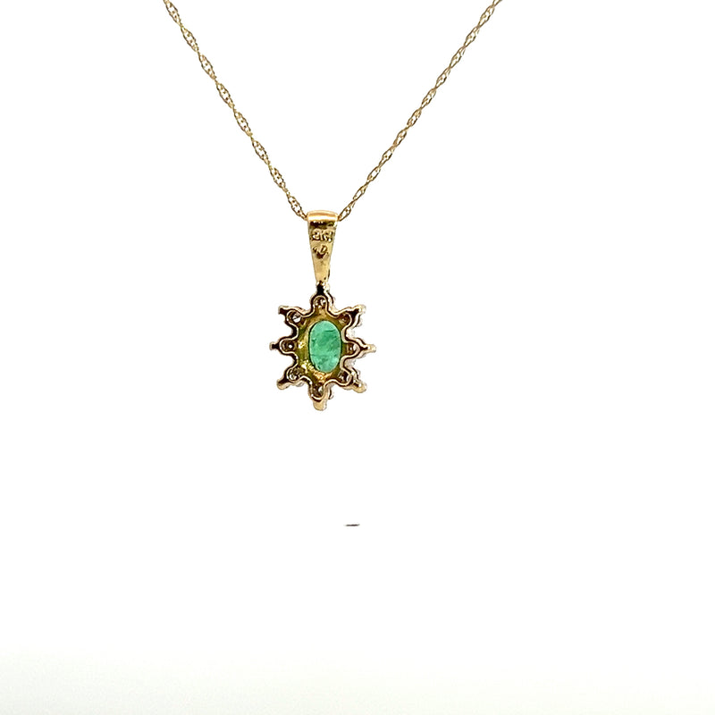 10K YG Emerald & Diamond Pendant