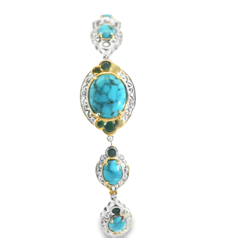 Spider Web Turquoise & Black Spinel Bracelet