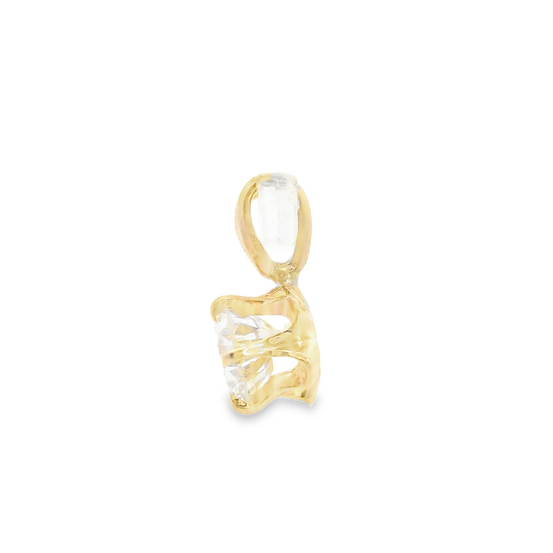 14K YG Solitaire Diamond Pendant