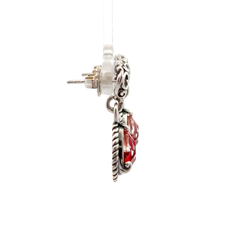 Sterling Silver Red Stone Earr