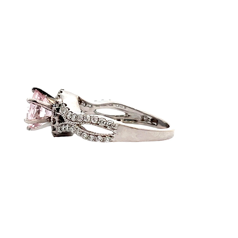 14K WG Morganite & Diamond Ring