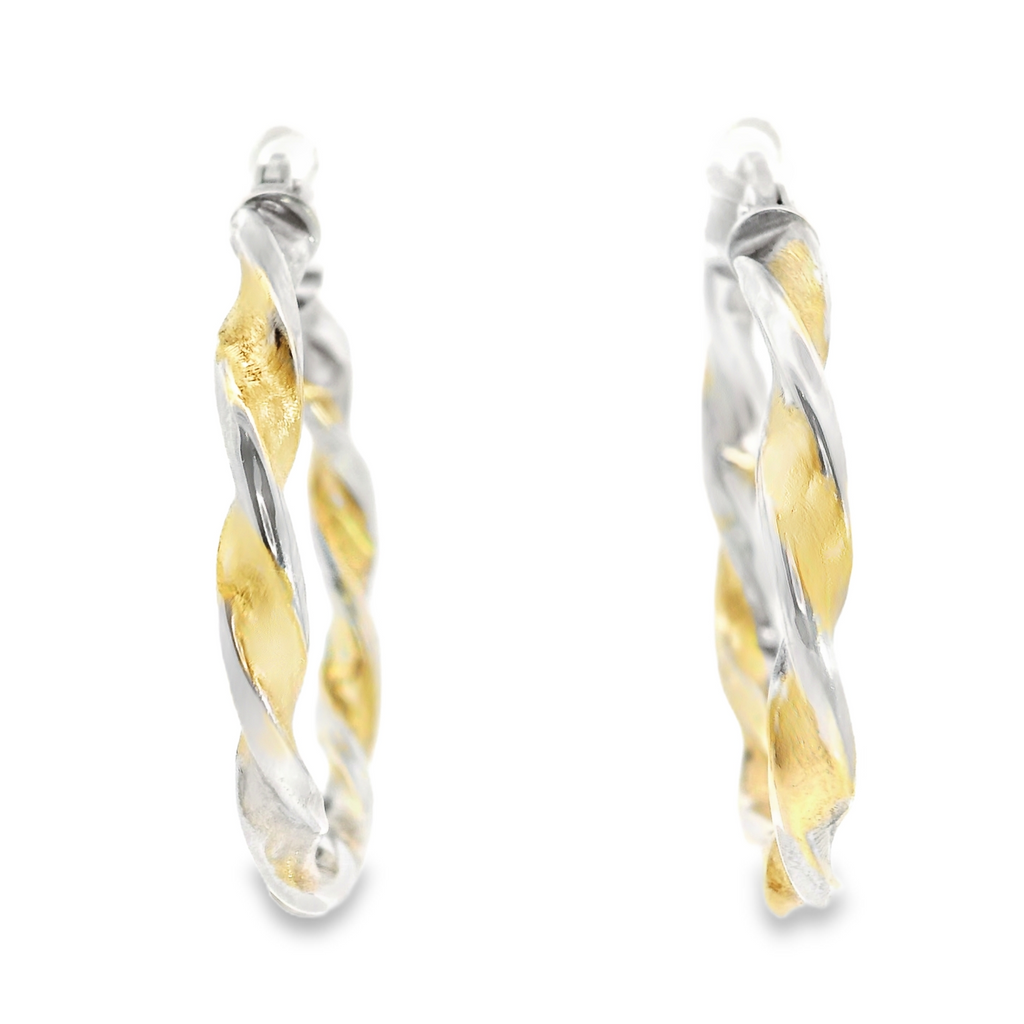 14K TT Twisted Hoops