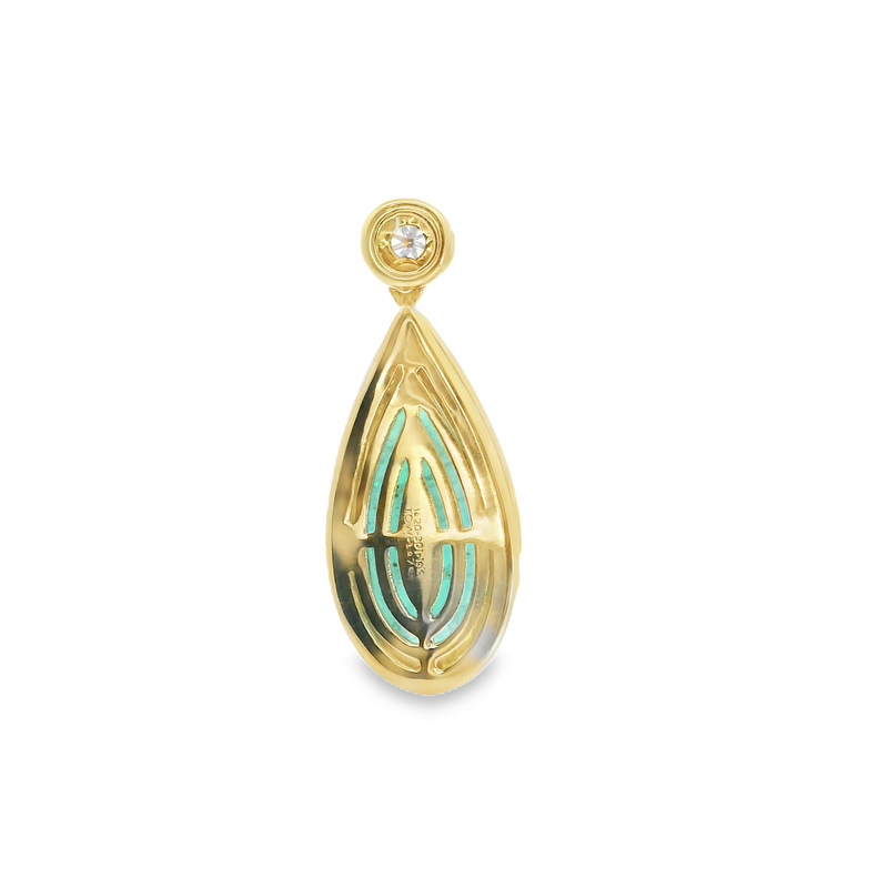14K YG Emerald & Diamond Penda
