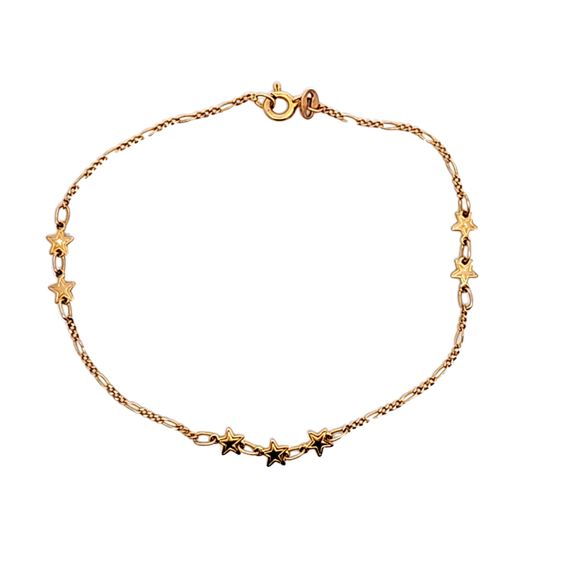 14K YG Star Link Anklet/Bracelet