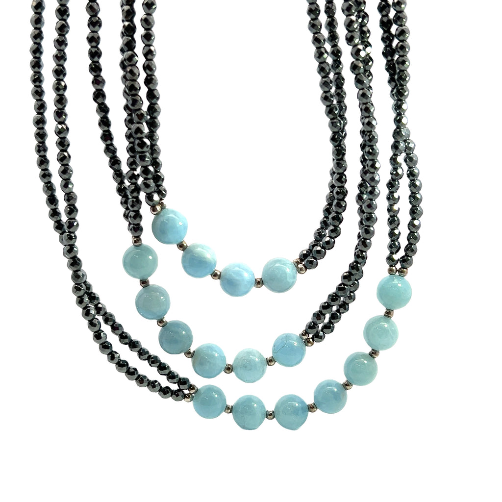 SS Hematite & Chalcedony Necklace