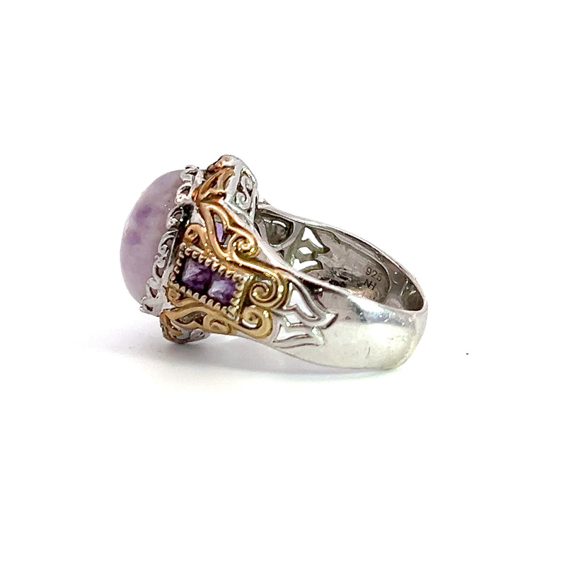 Silver & Gold Plate Lavender Jade Ring