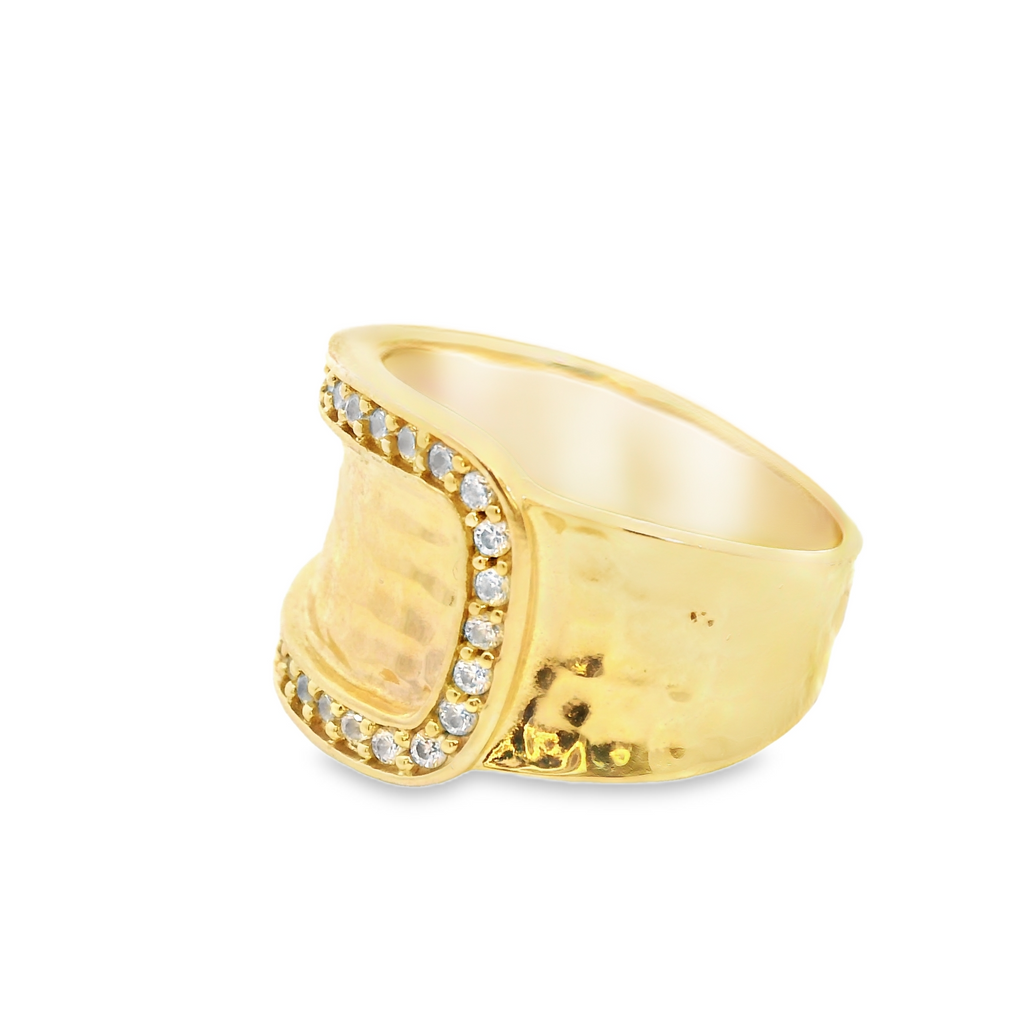 Yellow Gold Plated Sterling Silver CZ Ring