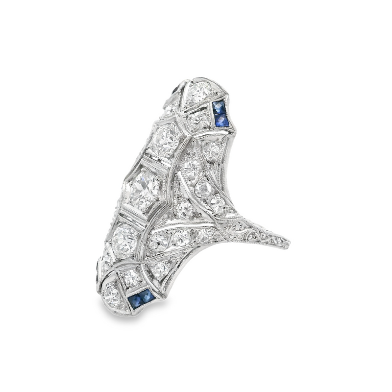 Vintage Platinum Sapphire & Diamond Ring