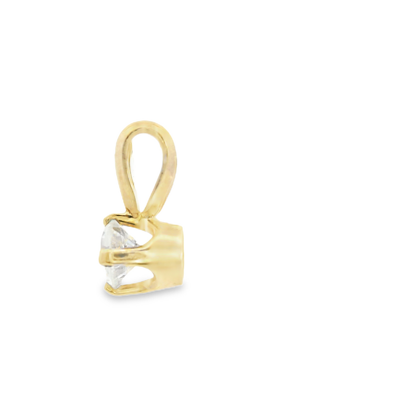 14K YG Solitaire Diamond Pendant