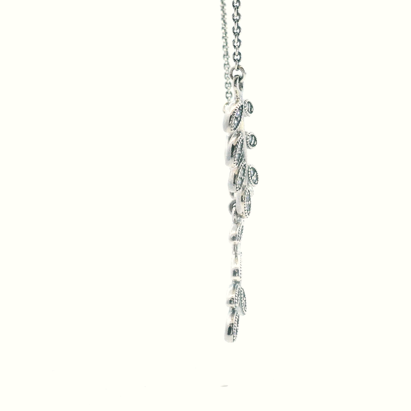 Pandora Sterling Silver Leaf & CZ Necklace 16"