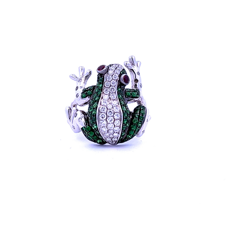 18K WHITE GOLD FROG RING