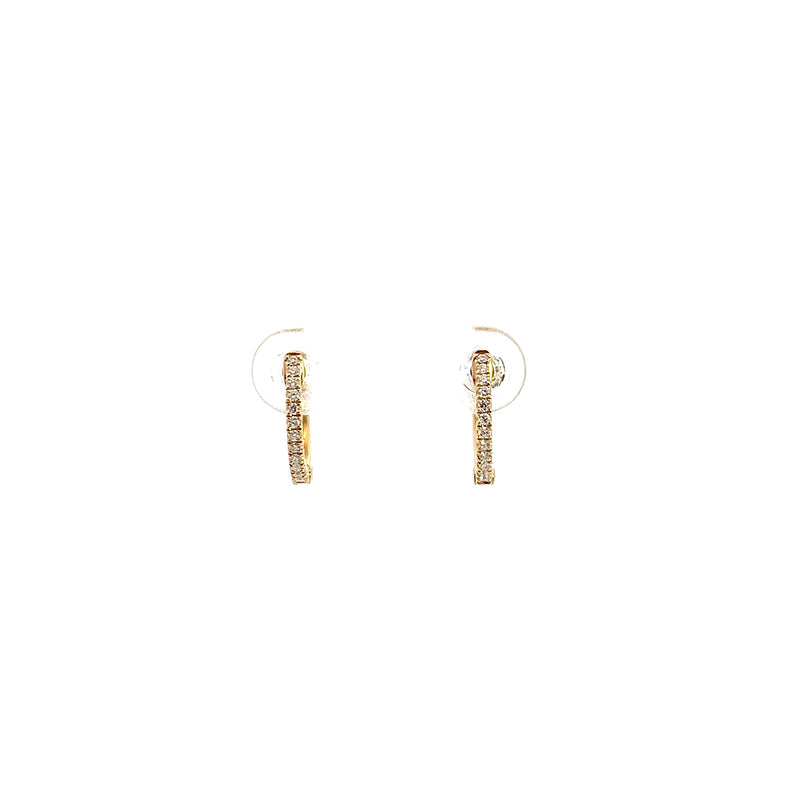 14K YG Diamond Huggie Hoops 0.125 CT TW