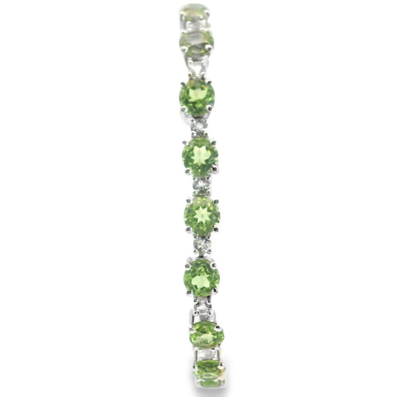 Sterling Silver Peridot & CZ Bracelet 6.75