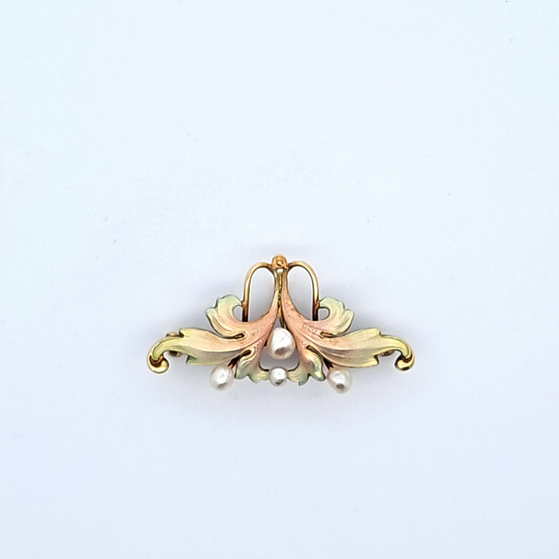 14K YG Pearl & Enamel Pendant/Brooch