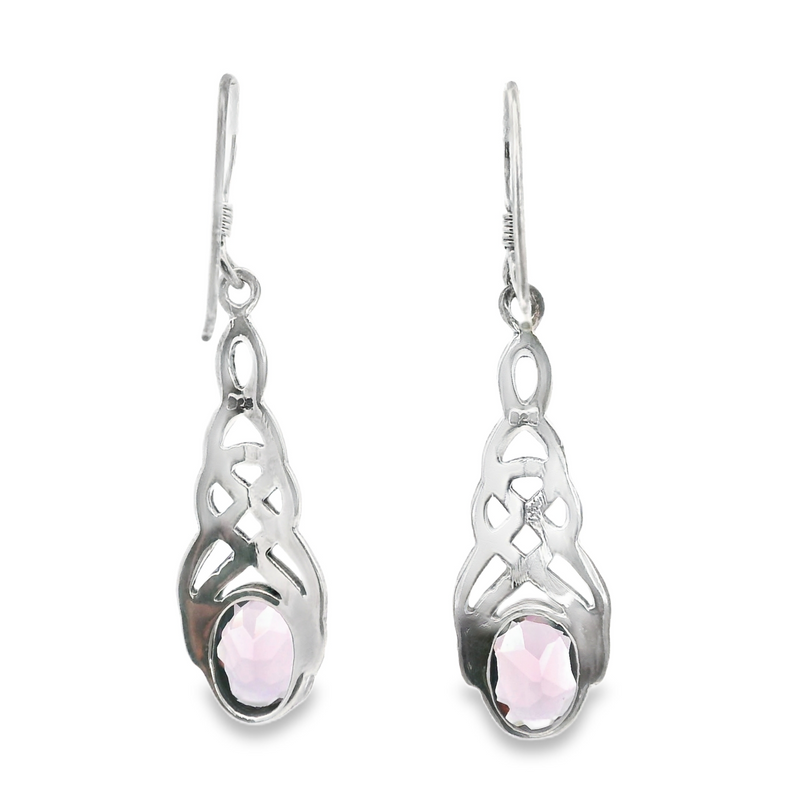 Sterling Silver Celtic Design Amethyst Earrings