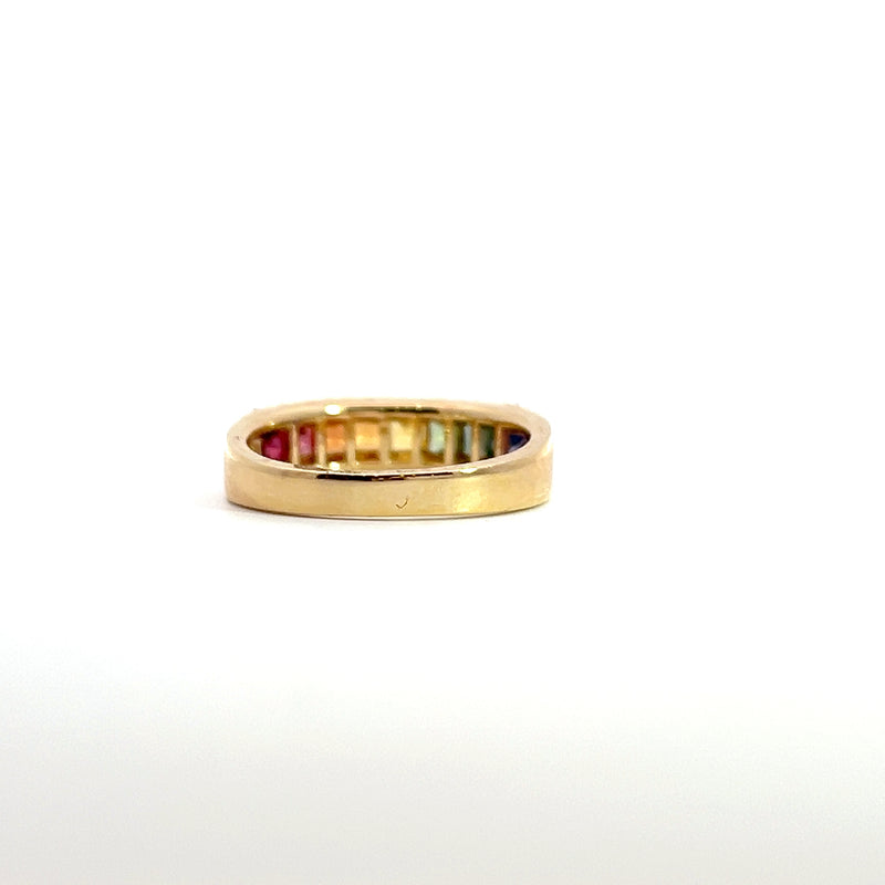 14K YG Rainbow Sapphire & Diamond Band