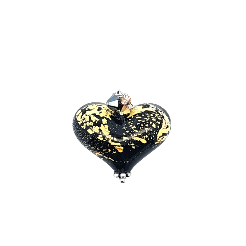 Sterling Silver Blown Glass Heart Pendant