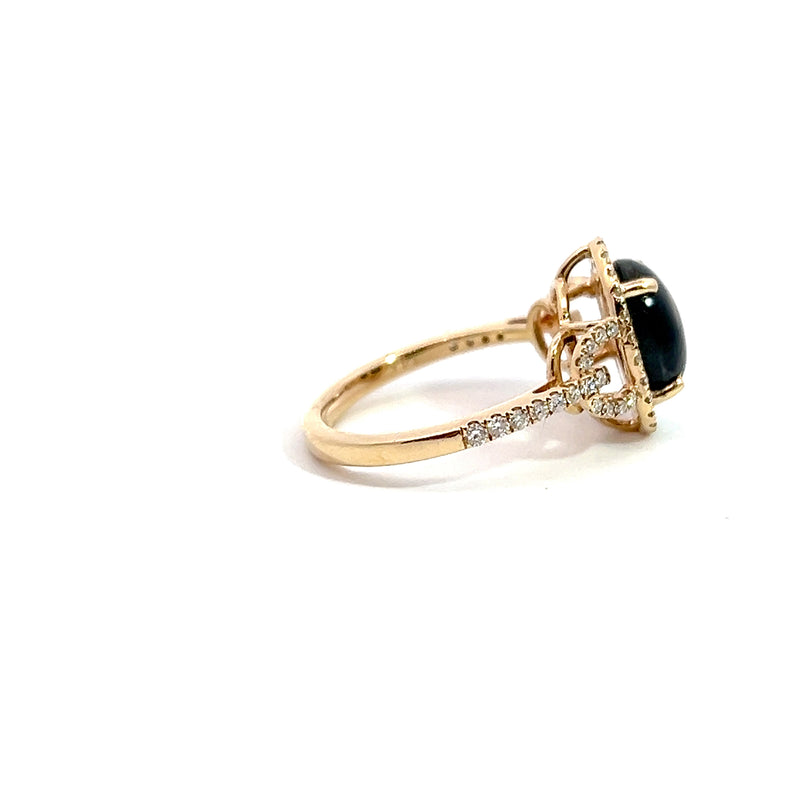 14K YG Star Sapphire & Diamond Ring