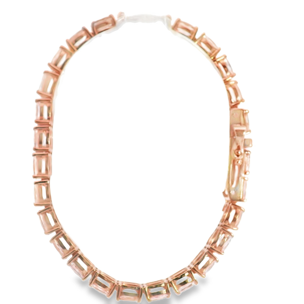 Rose Gold Plated Sterling Silver Morganite Bracelet 6.5"