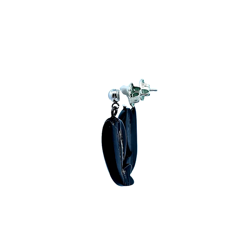 Sterling Silver Black Coral Whale Earrings