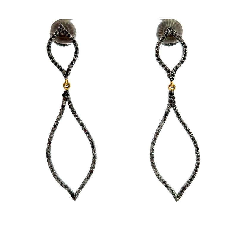 Sterling Silver with Black Rhodium Black Diamond Earrings