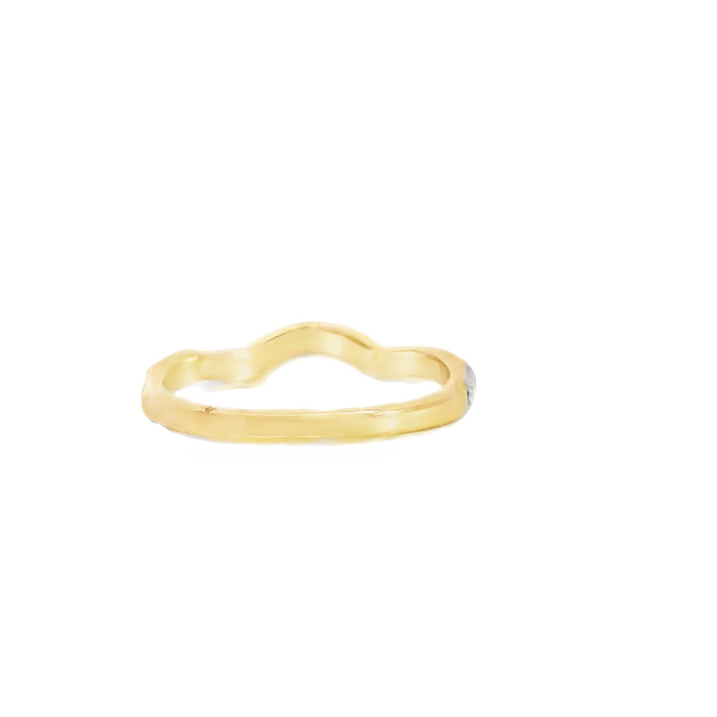 14K YG Curved White & Yellow Diamond Band