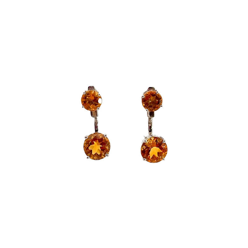 Sterling Silver Citrine Earrings with Removable Jacket