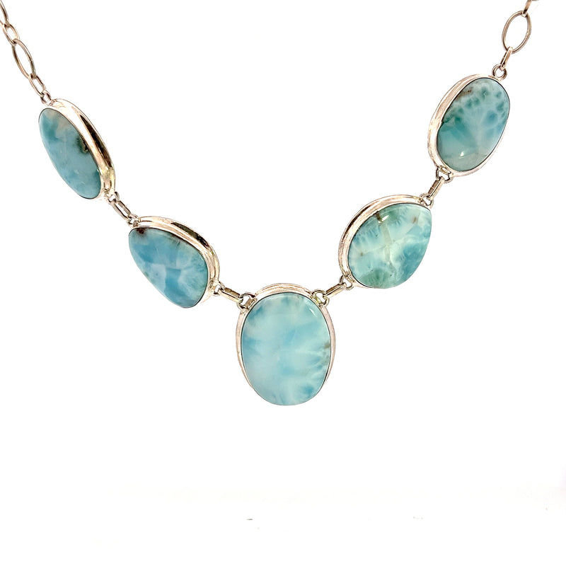 Sterling Silver Larimar Gemstone Necklace