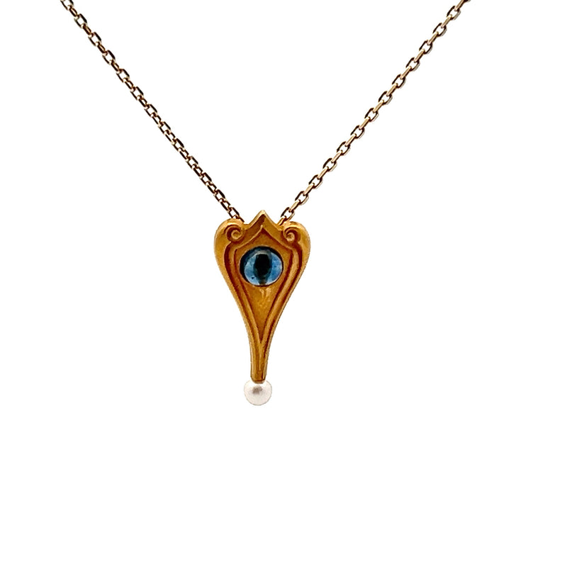 14K YG Sapphire & Pearl Pendant