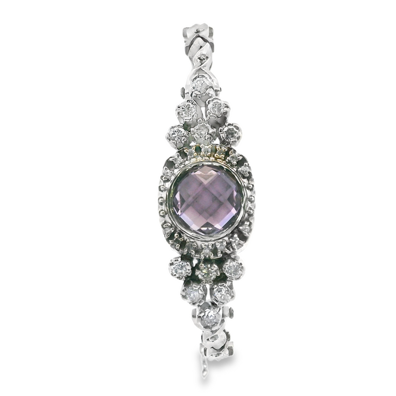 14K WG Rose de France Quartz & Diamond Bracelet