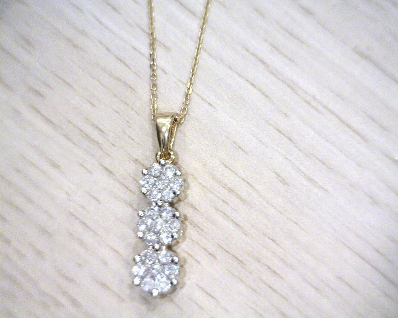 14K YG 3 Stone Diamond Pendant