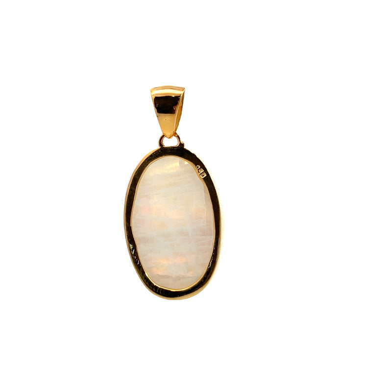 Gold Plated Rainbow Moonstone Pendant