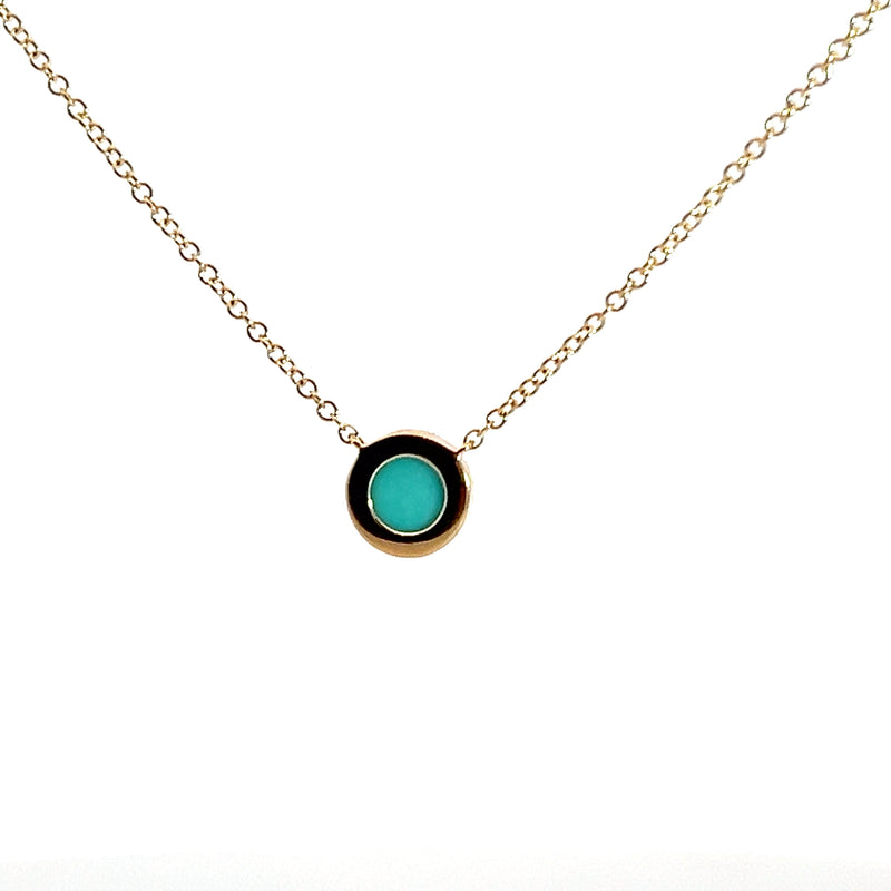 14K YG Turquoise & Diamond Pendant